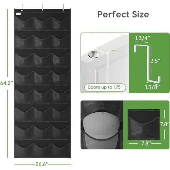 Baseball Hat Organizer Over Door Rack 24 Pocket Cap Holder Display Storage - Picture 3 of 8
